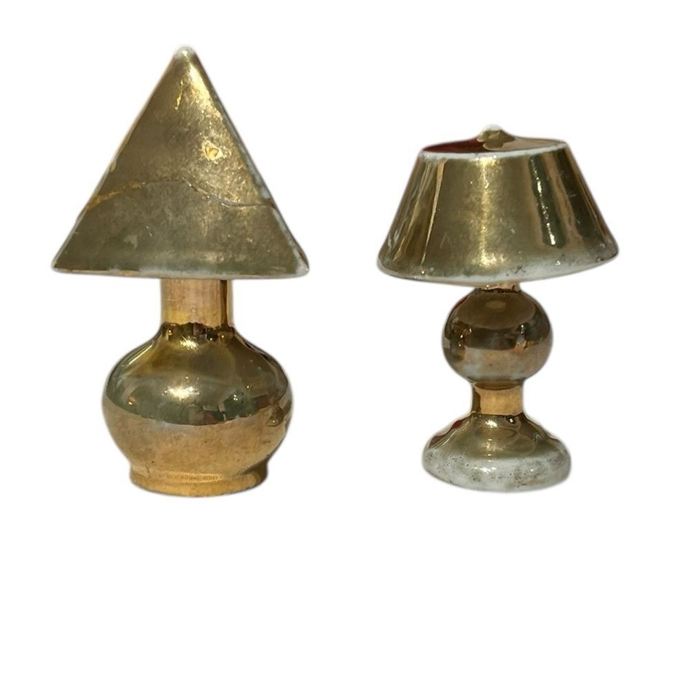 Vintage‎ Miniature Bone China Set of Lamps In Gold Tones, Made in Japan